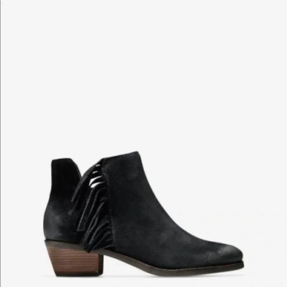 Cole Haan Abbot Black Fringe Booties Size 6.5 - Picture 1 of 7
